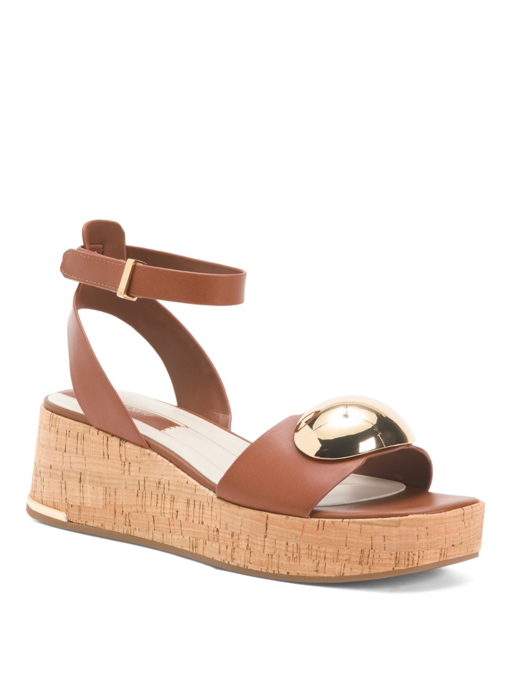 Franco Sarto Brown Leather Taysha Wedge Sandals NWT